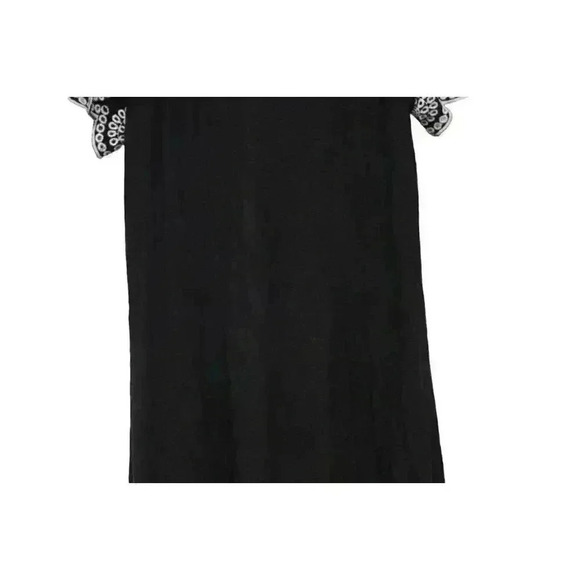 Talbots Midi Dress Size Small Black Cotton Embroidered Scalloped Hem Lightweight - Picture 10 of 13